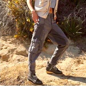 Free People Movement fast track cargo pants, size large, charcoal gray